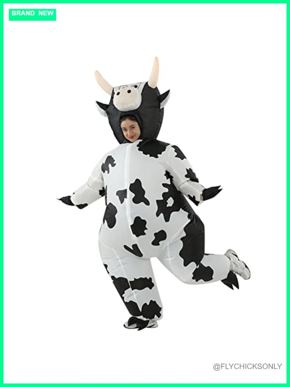 Inflatable Cow Costume for Adults Funny Blow Up Halloween Party Fits 150-190cm